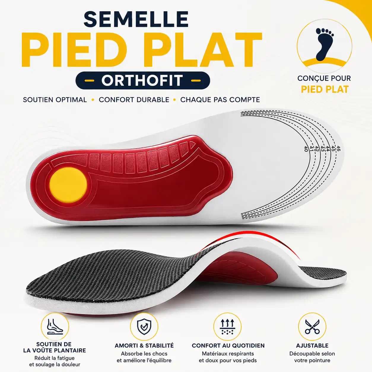 Semelle pied plat OrthoFIT® avec soutien de la voûte plantaire